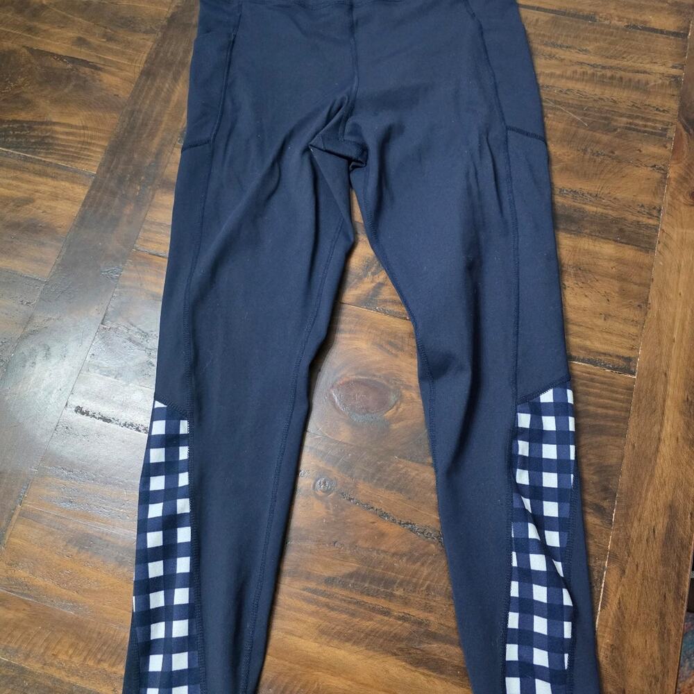 Tuckernuck Navy Gingham Trim Pocket Leggings M